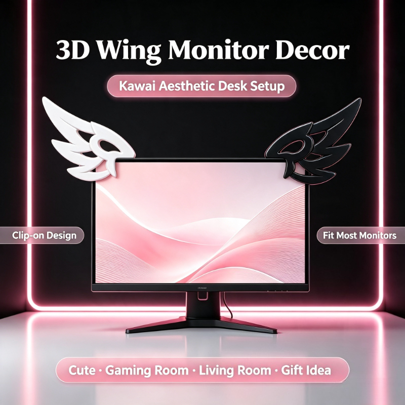 Kawaii Tech Accessories - Décoration d'écran d'ordinateur 3D Kawaii en
