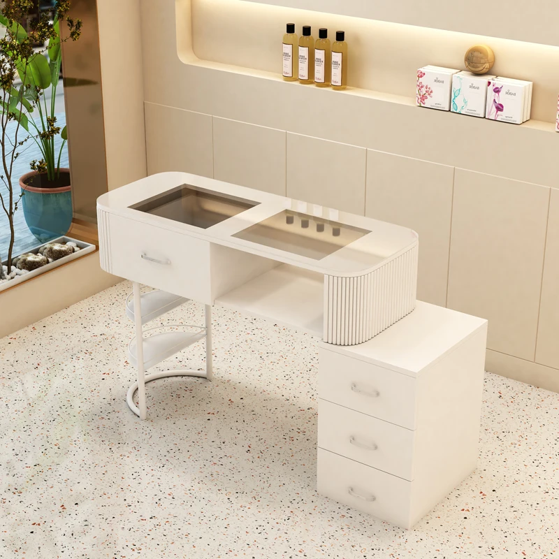 Tech Accessories Stand - Table de manucure de luxe blanche,