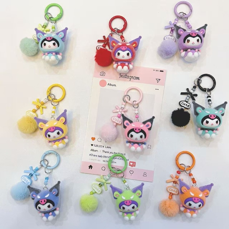 Kawaii Tech Accessories - Porte-clés en résine Kuromi tendance, motif
