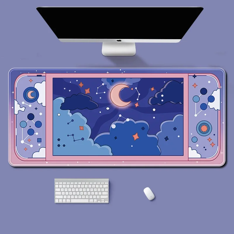 Grand tapis de bureau lune et  - Kawaii Tech Accessories avis et prix